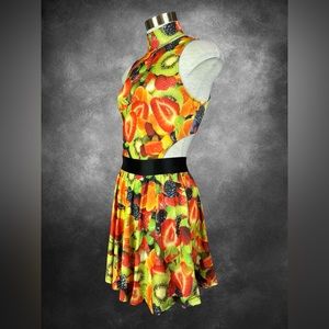 24HRS Fruit Photo Print Spandex Mock Neck Mini Dress